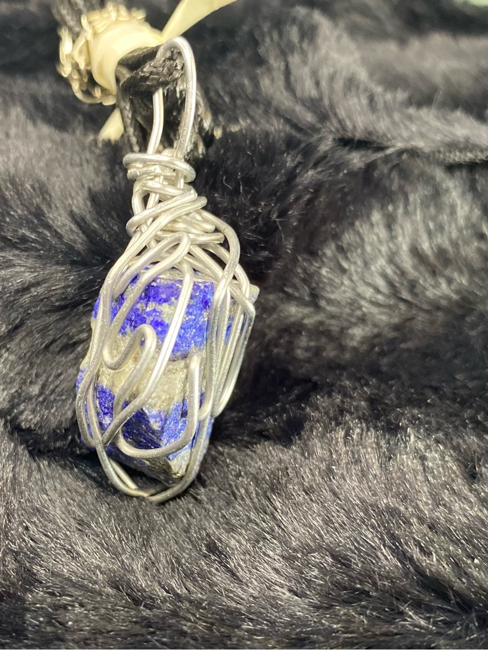 Handcrafted Lapis Lazuli Wire-Wrapped Pendant Necklace - Blue